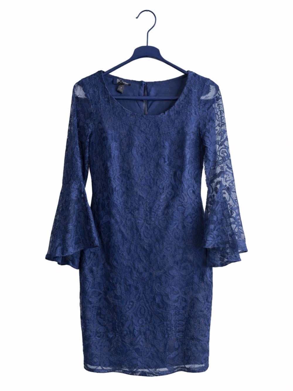 BCX Navy Lace Overlay Fitted Dress Women’s Small Elegant Party Dress